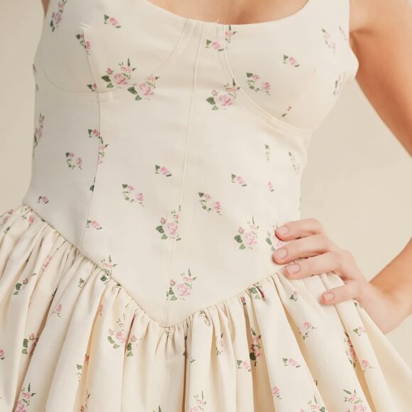 NWT BUSTIER FLARE MINI DRESS | COTTAGE CORE BALLET CORE FREE PEOPLE - Picture 5 of 11